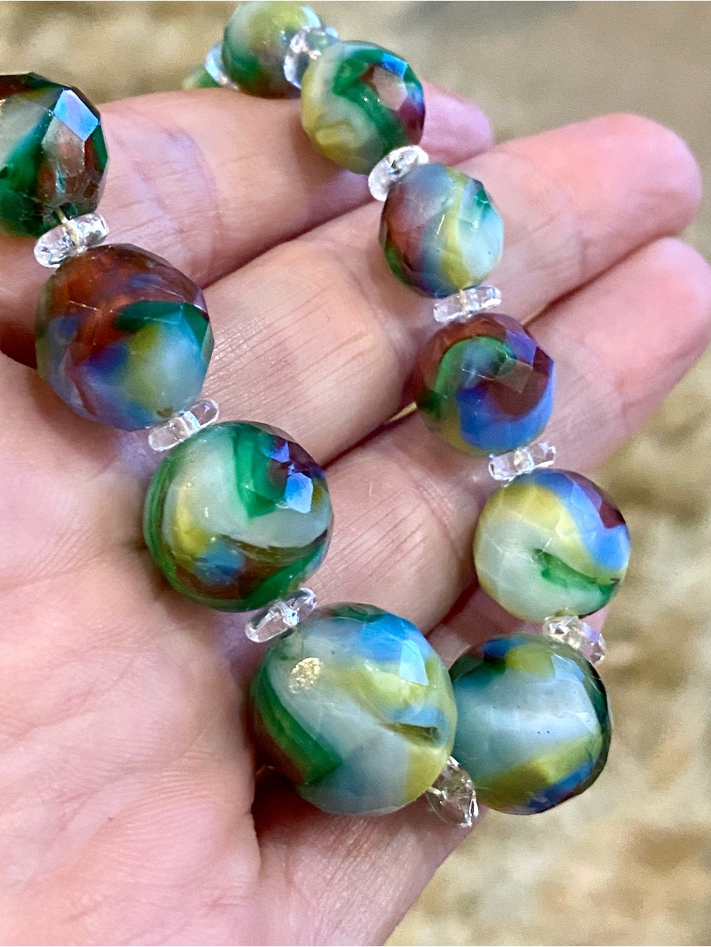 Vintage Marbled Glass Graduated Necklace - Picture 4 of 12